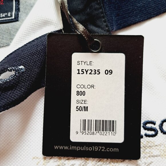 New Men's Impulso Italian While Blue Short Sleeves 100% Cotton Polo Shirt Size M - Picture 12 of 16